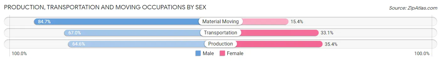 Production, Transportation and Moving Occupations by Sex in Zip Code 21801