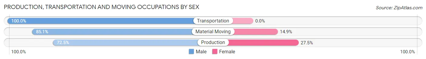 Production, Transportation and Moving Occupations by Sex in Zip Code 21811