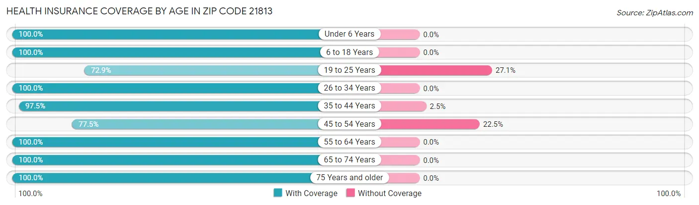 Health Insurance Coverage by Age in Zip Code 21813