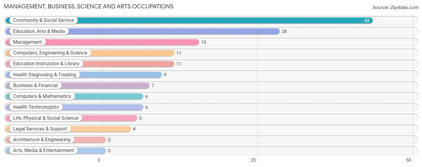 Management, Business, Science and Arts Occupations in Zip Code 21821