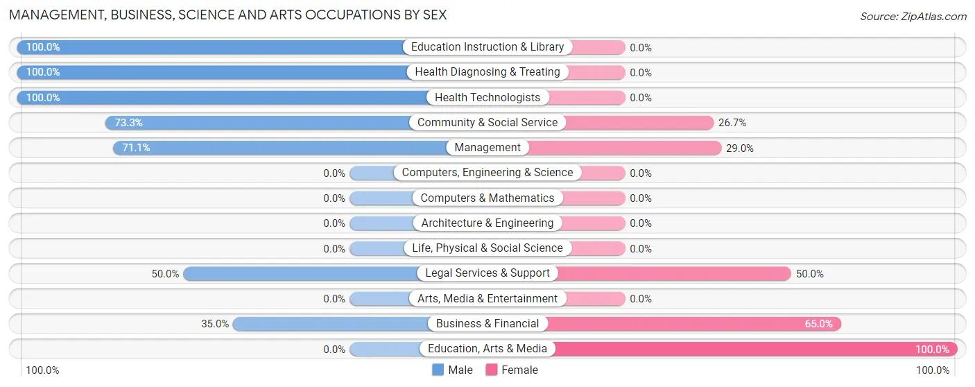 Management, Business, Science and Arts Occupations by Sex in Zip Code 21841