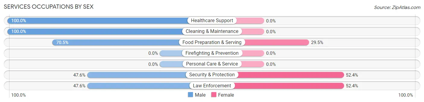 Services Occupations by Sex in Zip Code 21841