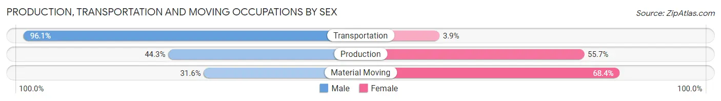 Production, Transportation and Moving Occupations by Sex in Zip Code 21850