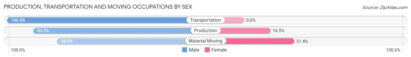 Production, Transportation and Moving Occupations by Sex in Zip Code 21863