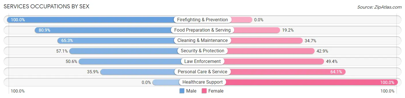Services Occupations by Sex in Zip Code 21863