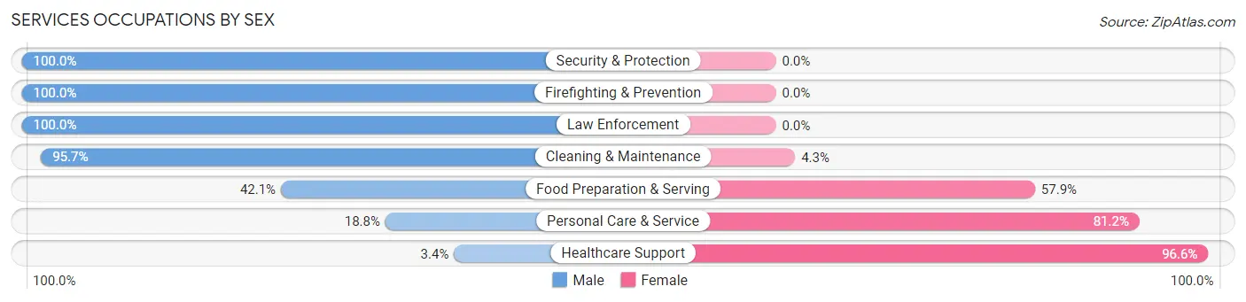 Services Occupations by Sex in Zip Code 21901