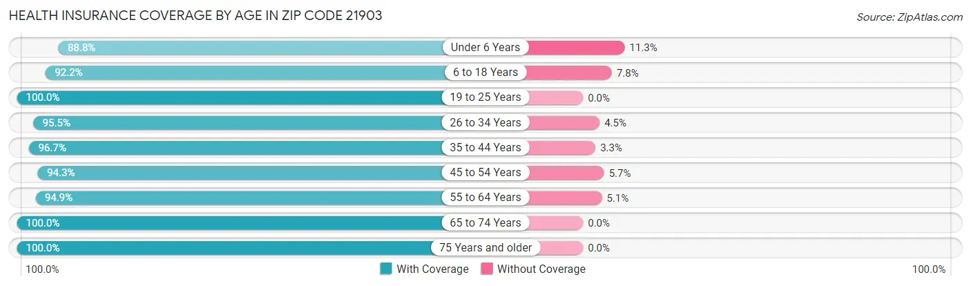 Health Insurance Coverage by Age in Zip Code 21903