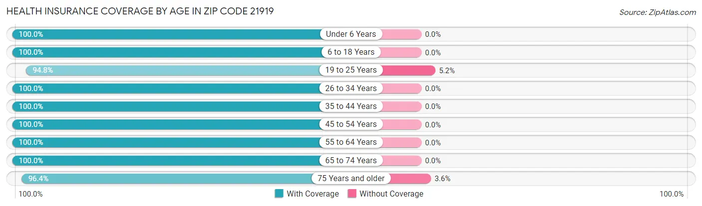 Health Insurance Coverage by Age in Zip Code 21919
