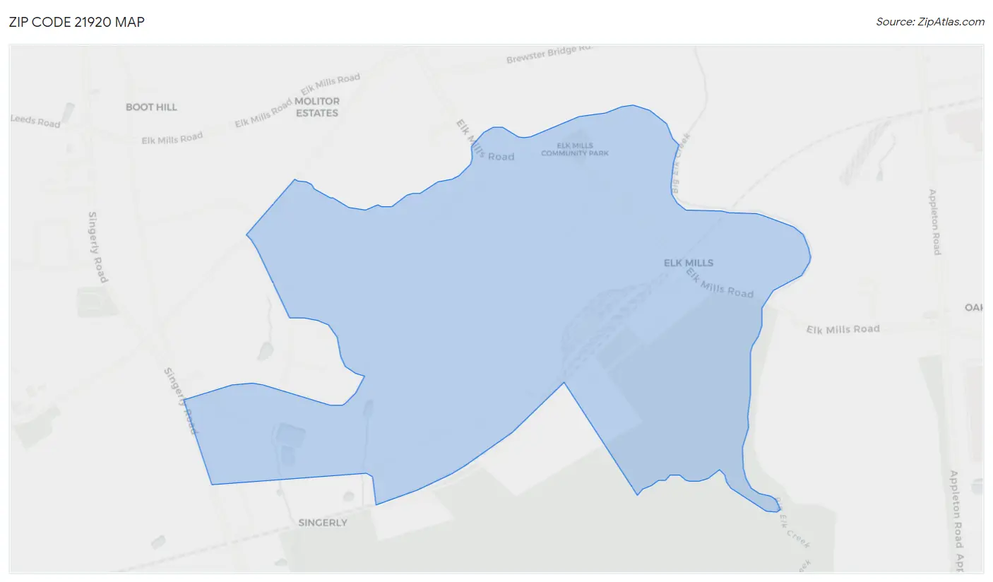 Zip Code 21920 Map