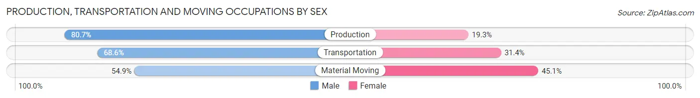 Production, Transportation and Moving Occupations by Sex in Zip Code 22025