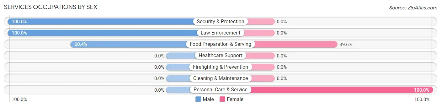 Services Occupations by Sex in Zip Code 22027