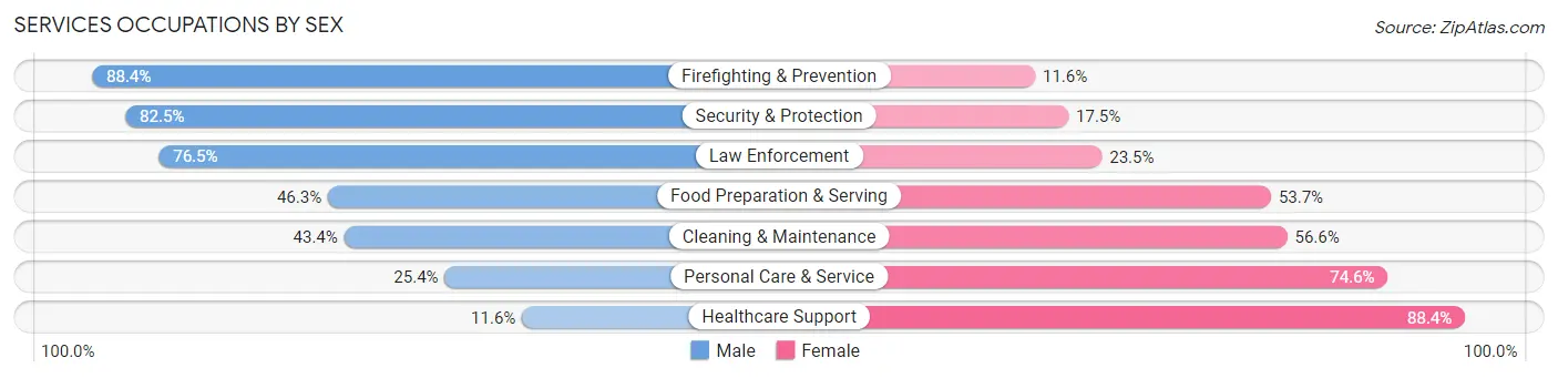 Services Occupations by Sex in Zip Code 22030