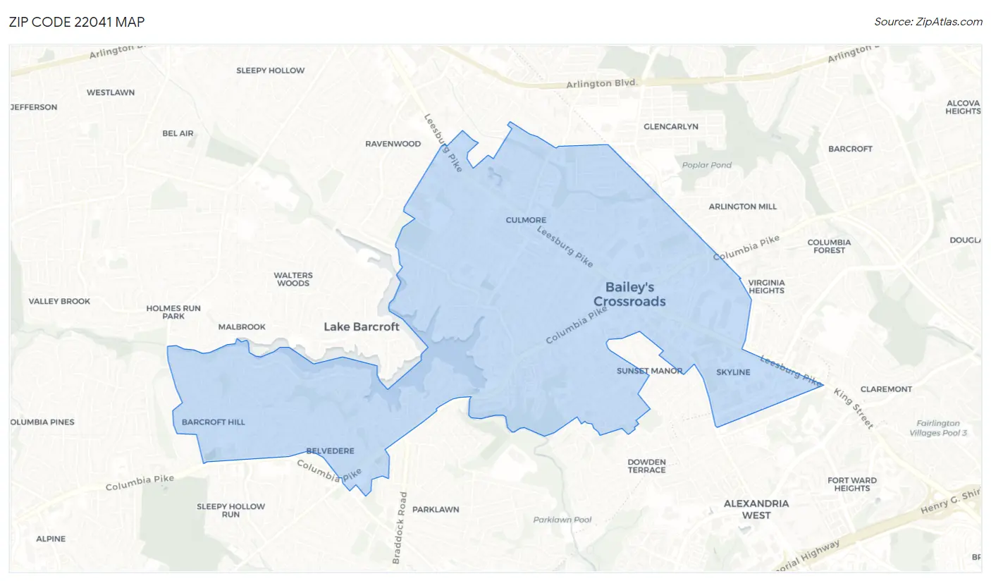 Zip Code 22041 Map