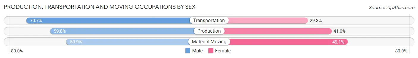 Production, Transportation and Moving Occupations by Sex in Zip Code 22043