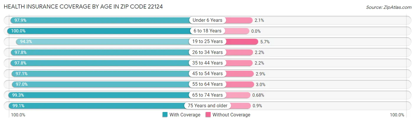 Health Insurance Coverage by Age in Zip Code 22124