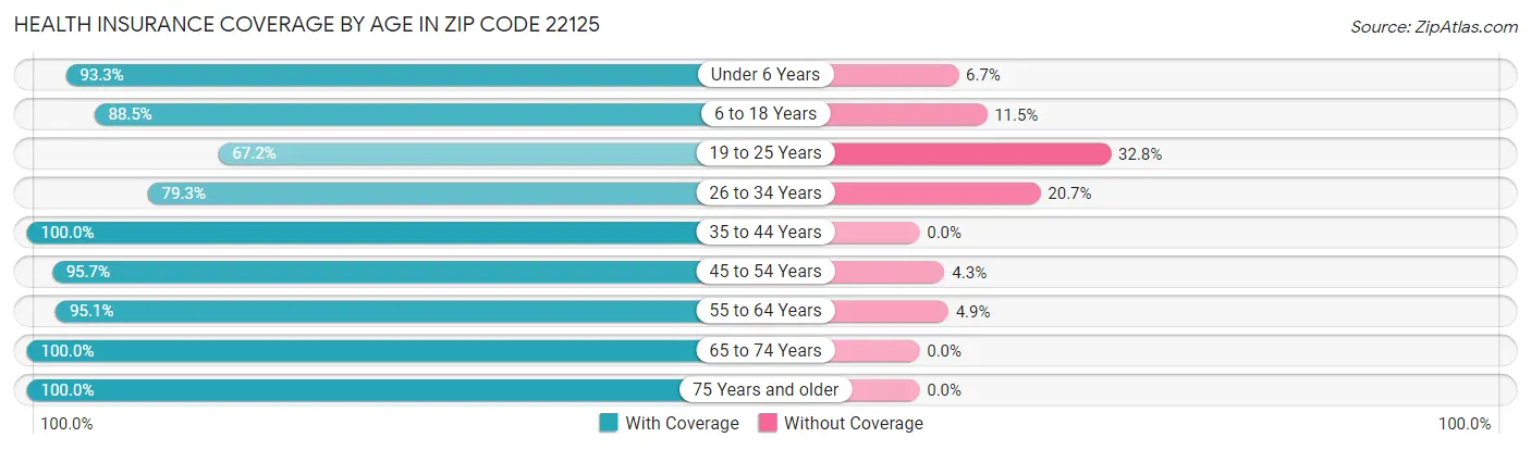Health Insurance Coverage by Age in Zip Code 22125