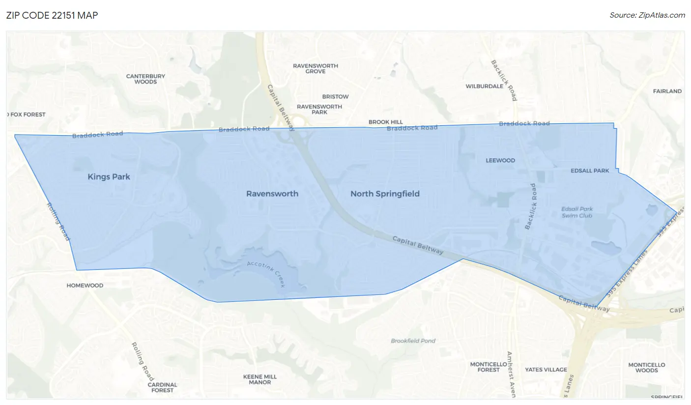 Zip Code 22151 Map