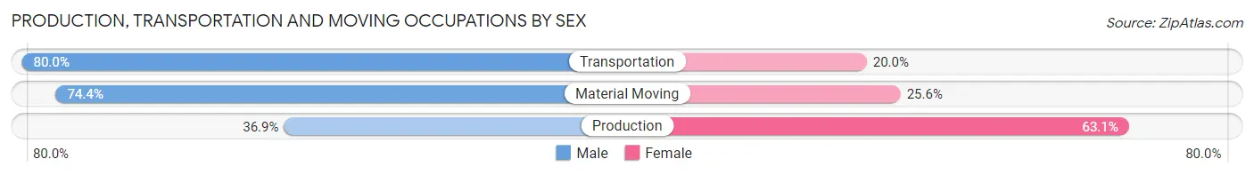 Production, Transportation and Moving Occupations by Sex in Zip Code 22180