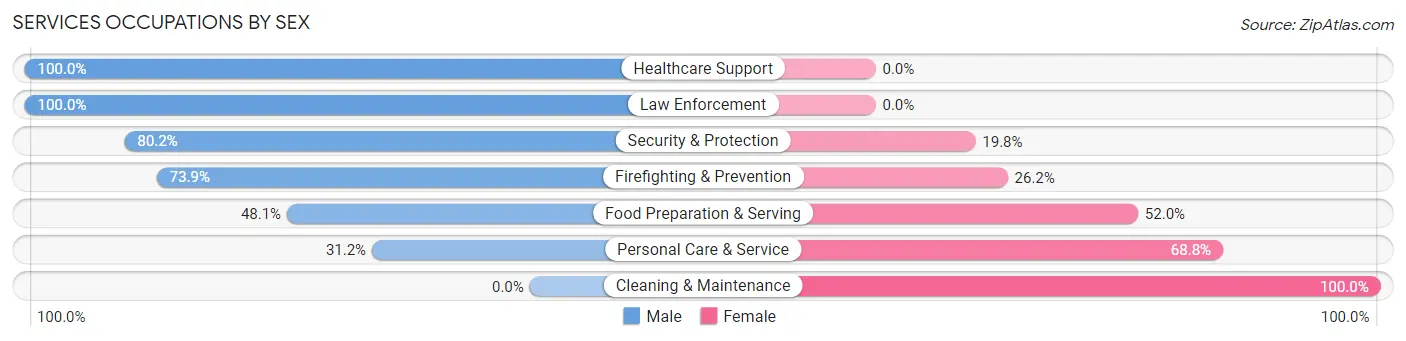 Services Occupations by Sex in Zip Code 22181