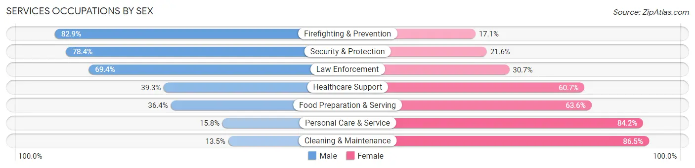 Services Occupations by Sex in Zip Code 22203