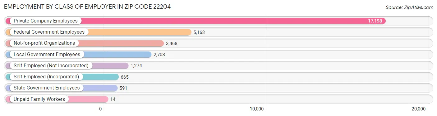 Employment by Class of Employer in Zip Code 22204