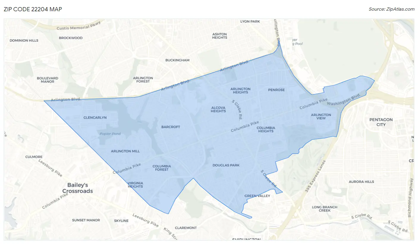 Zip Code 22204 Map