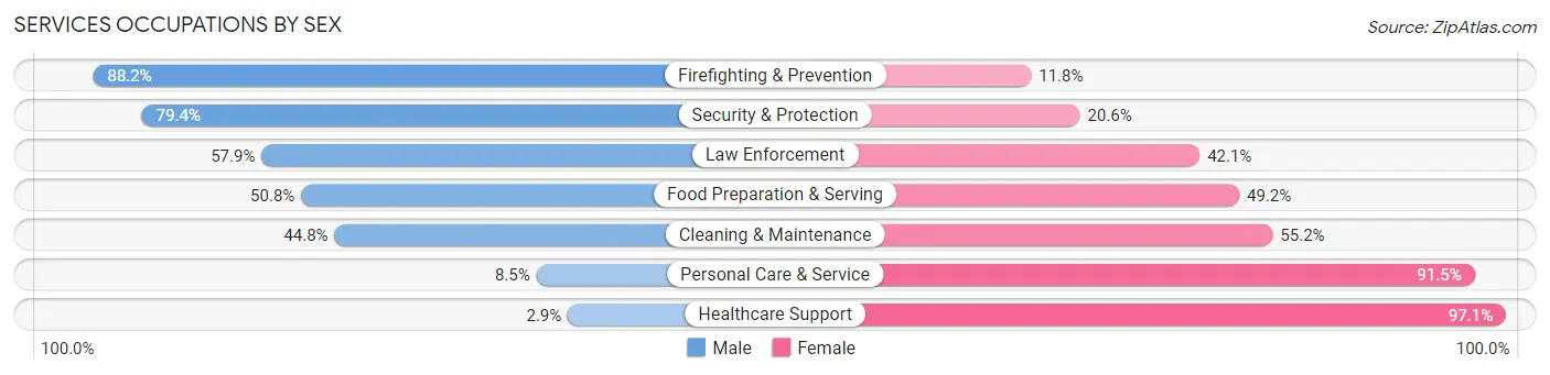 Services Occupations by Sex in Zip Code 22311