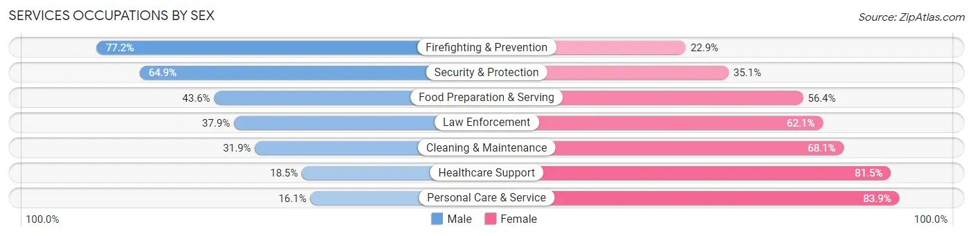 Services Occupations by Sex in Zip Code 22312