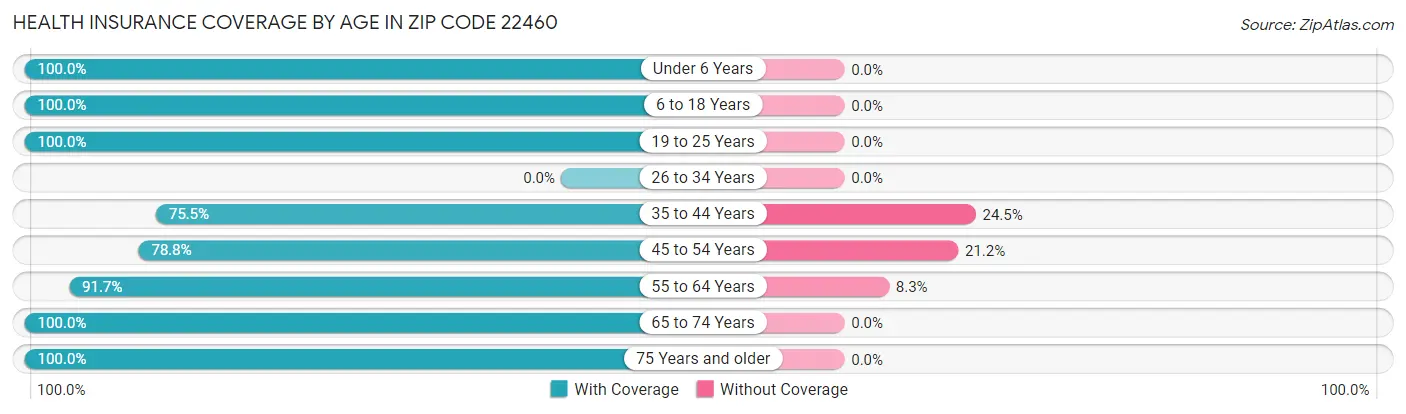 Health Insurance Coverage by Age in Zip Code 22460