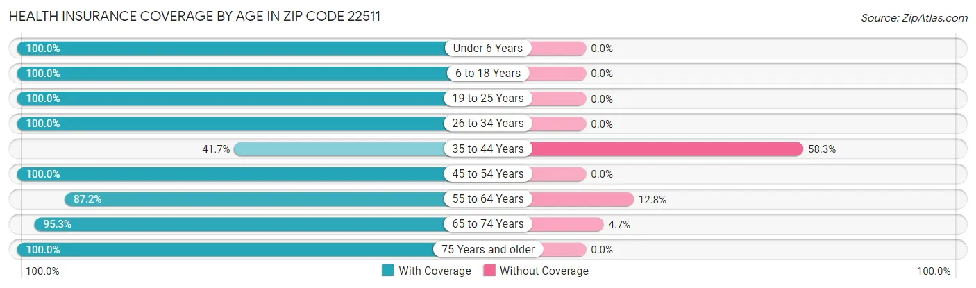 Health Insurance Coverage by Age in Zip Code 22511
