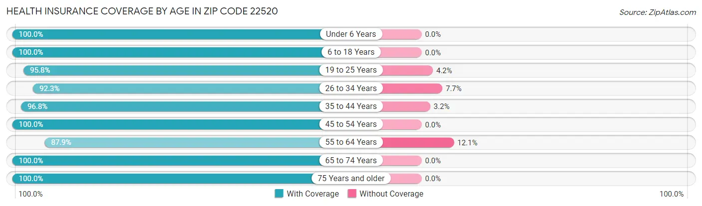 Health Insurance Coverage by Age in Zip Code 22520