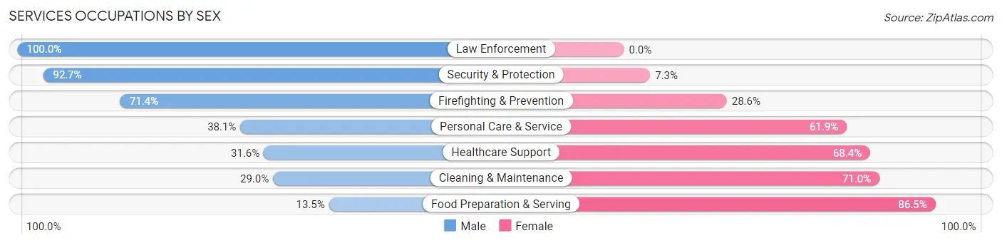 Services Occupations by Sex in Zip Code 22534