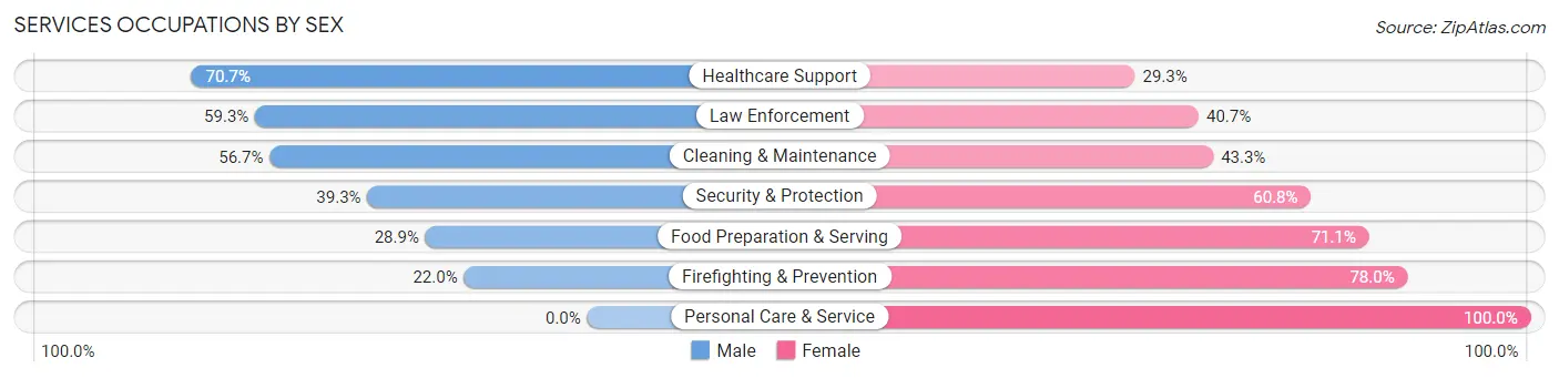 Services Occupations by Sex in Zip Code 22546