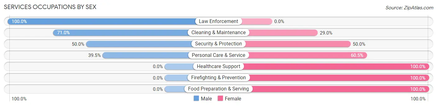 Services Occupations by Sex in Zip Code 22625
