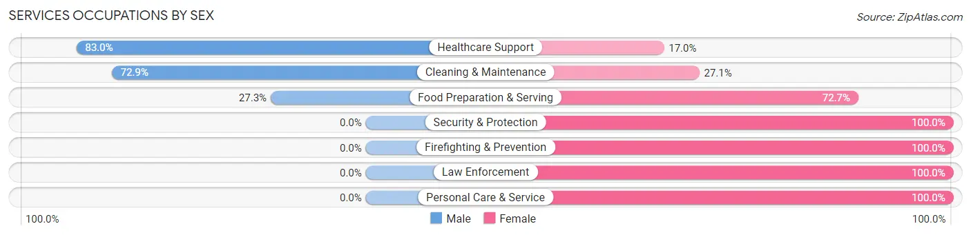Services Occupations by Sex in Zip Code 22642