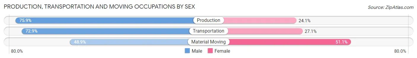 Production, Transportation and Moving Occupations by Sex in Zip Code 22645