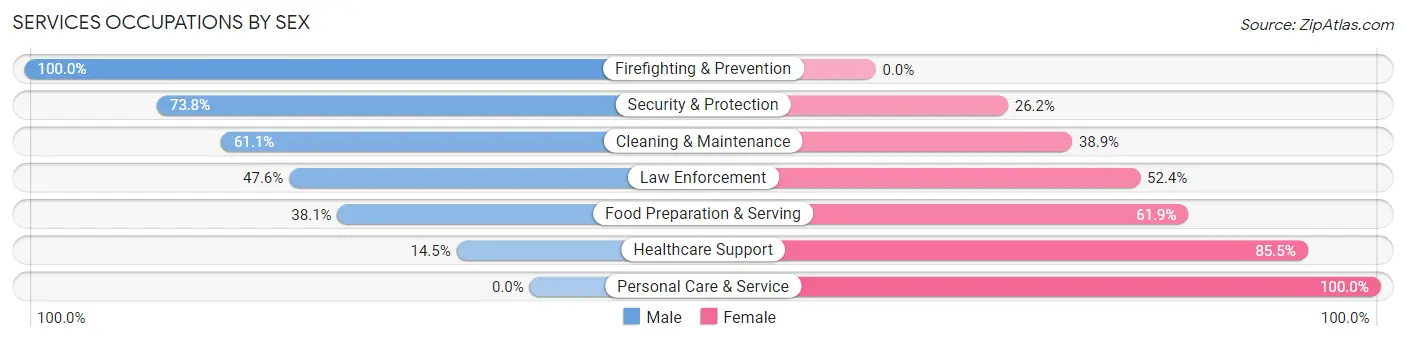 Services Occupations by Sex in Zip Code 22645
