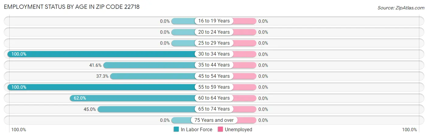 Employment Status by Age in Zip Code 22718