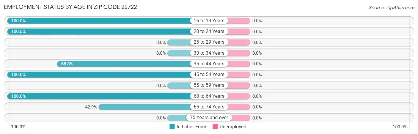 Employment Status by Age in Zip Code 22722