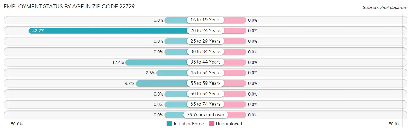 Employment Status by Age in Zip Code 22729