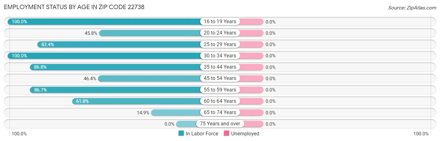 Employment Status by Age in Zip Code 22738