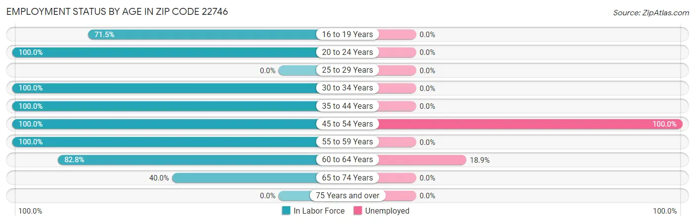 Employment Status by Age in Zip Code 22746