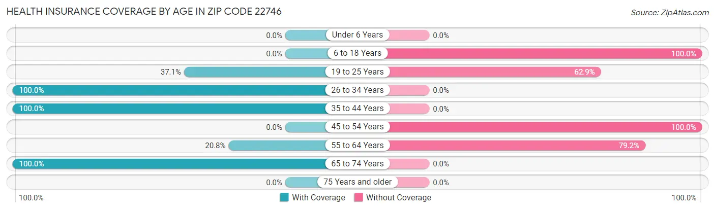 Health Insurance Coverage by Age in Zip Code 22746
