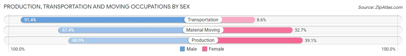 Production, Transportation and Moving Occupations by Sex in Zip Code 22801