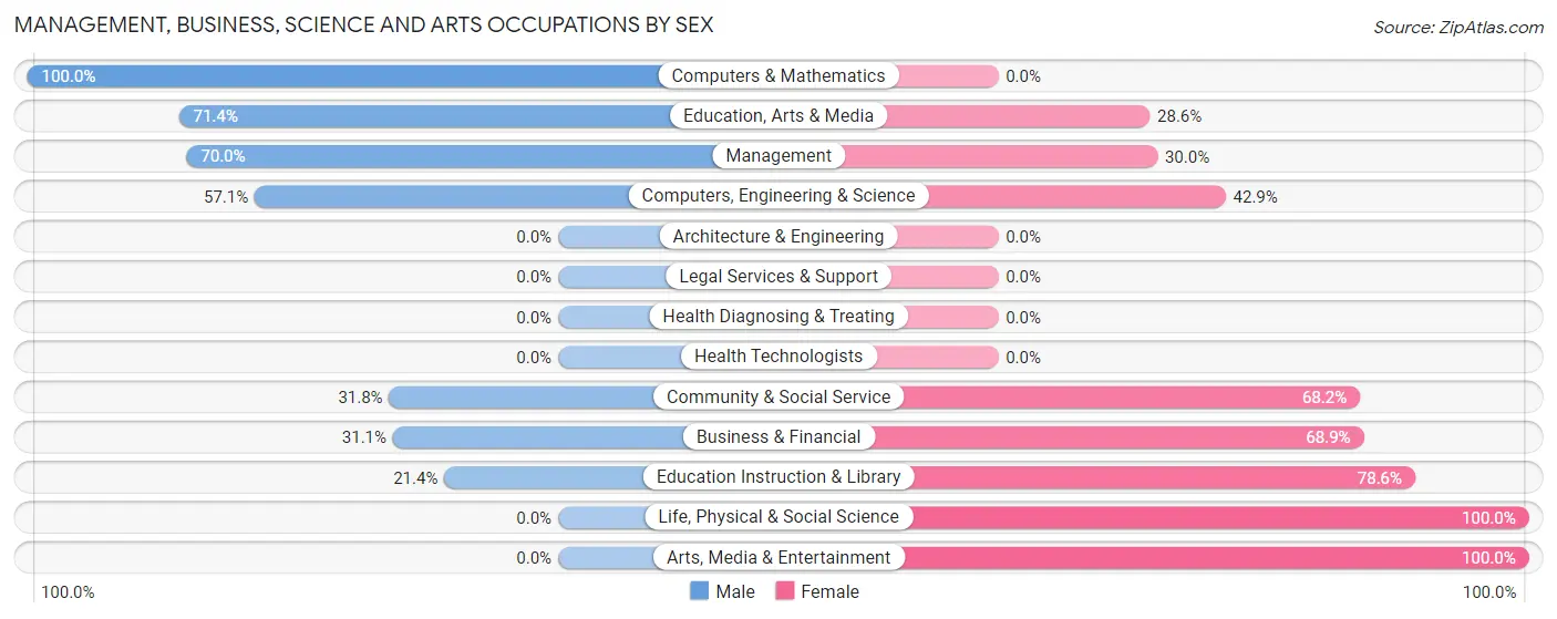 Management, Business, Science and Arts Occupations by Sex in Zip Code 22807