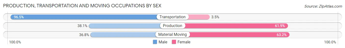 Production, Transportation and Moving Occupations by Sex in Zip Code 22812