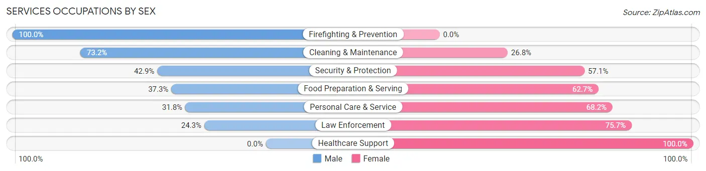 Services Occupations by Sex in Zip Code 22812