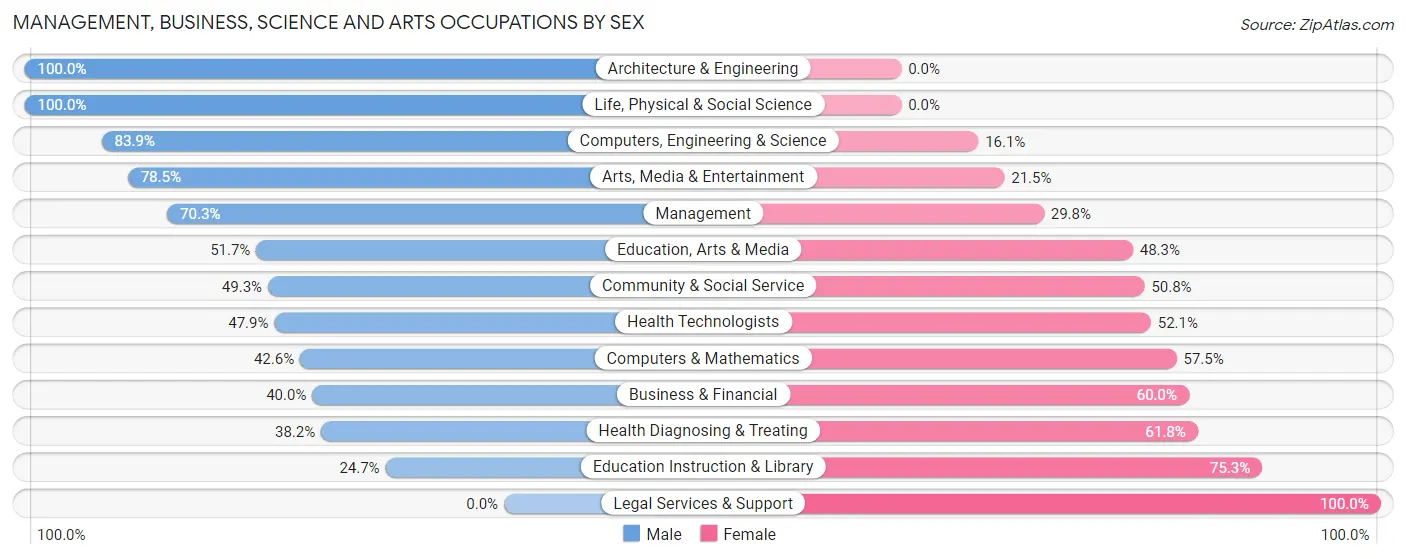 Management, Business, Science and Arts Occupations by Sex in Zip Code 22821
