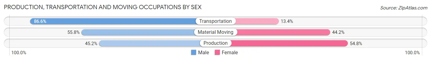 Production, Transportation and Moving Occupations by Sex in Zip Code 22821