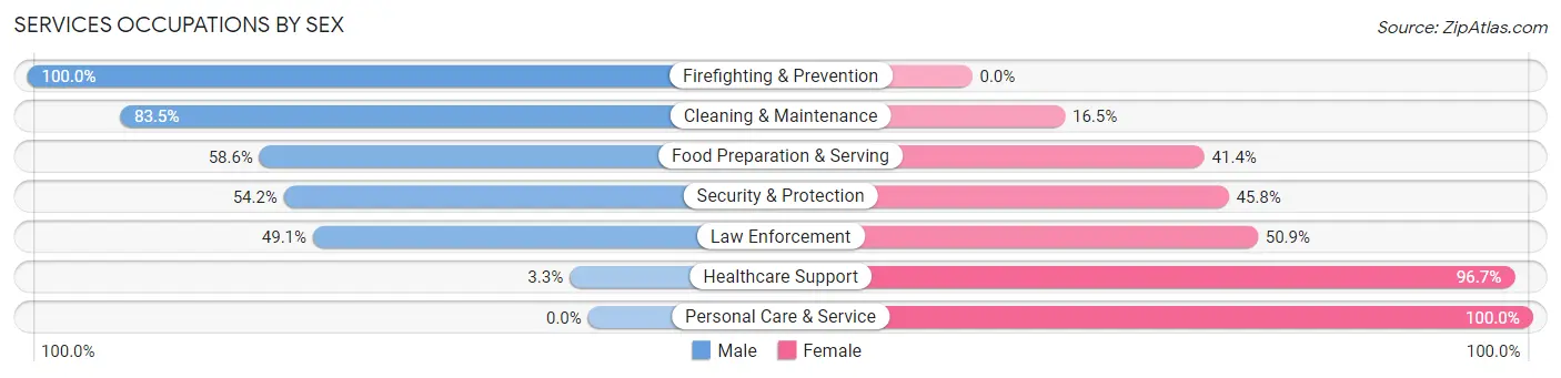 Services Occupations by Sex in Zip Code 22824